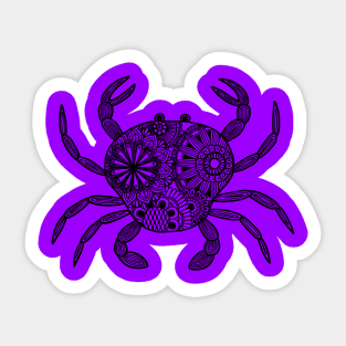 Mandala Crab (purple and black) Sticker